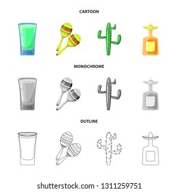 Vector illustration of cafe and Latin symbol. Collection of cafe and national stock symbol for web.