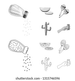 Vector illustration of cafe and Latin symbol. Set of cafe and national stock symbol for web.