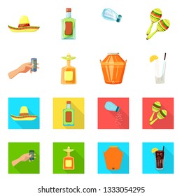 Vector illustration of cafe and Latin symbol. Collection of cafe and national stock symbol for web.