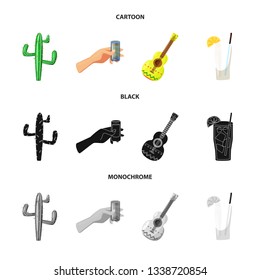 Vector illustration of cafe and Latin symbol. Set of cafe and national stock vector illustration.