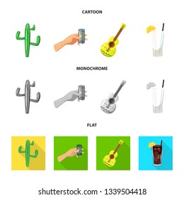 Vector illustration of cafe and Latin symbol. Collection of cafe and national stock vector illustration.