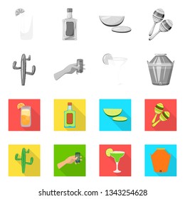 Vector illustration of cafe and Latin symbol. Set of cafe and national stock symbol for web.