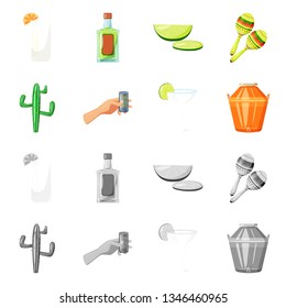 Vector illustration of cafe and Latin symbol. Collection of cafe and national stock vector illustration.