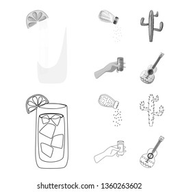 Vector illustration of cafe and Latin symbol. Collection of cafe and national stock vector illustration.