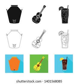 Vector illustration of cafe and Latin symbol. Collection of cafe and national stock vector illustration.