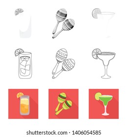 Vector illustration of cafe and Latin symbol. Set of cafe and national stock vector illustration.
