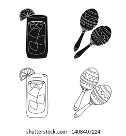 Vector illustration of cafe and Latin symbol. Collection of cafe and national stock symbol for web.