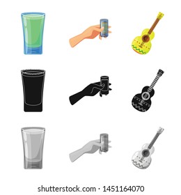 Vector illustration of cafe and Latin symbol. Set of cafe and national vector icon for stock.