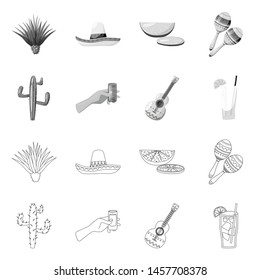 Vector illustration of cafe and Latin symbol. Collection of cafe and national stock vector illustration.