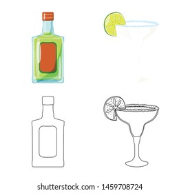 Vector illustration of cafe and Latin symbol. Collection of cafe and national vector icon for stock.