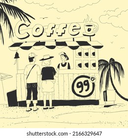 Vektor Illustration Café in Strandnähe