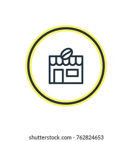 Vector Illustration Of Cafe Outline. Beautiful Drink Element Also Can Be Used As House Element.