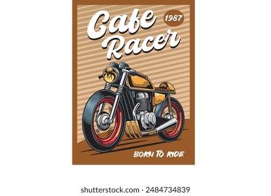 Vektorillustration von Cafe Racer Motorrad mit Klassischer Illustration Verfügbar für Poster