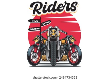 Vector Illustration of Cafe Racer Motorcycles with Vintage Illustration Available for Tshirt Design