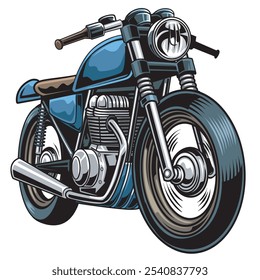 Vector Illustration of Cafe Racer Motorcycles in Side View with Detailed Vintage Illustration