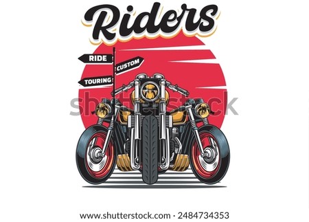 Vector Illustration of Cafe Racer Motorcycles with Vintage Illustration Available for Tshirt Design