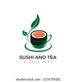 vector illustration of cafe and restaurant logo, cup of tea vector and sushi vector