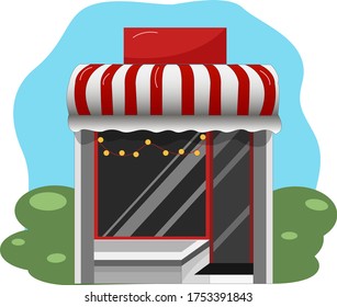 Ilustración vectorial de la construcción de cafés o tiendas. Concepto de estilo plano