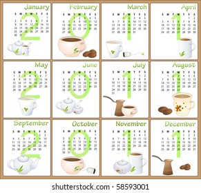 Vector Illustration of cafe style design Calendar for 2011