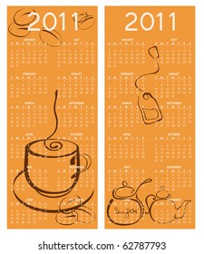 Vector Illustration of cafe style design Calendar for 2011