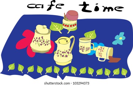 vector illustration of cafe table