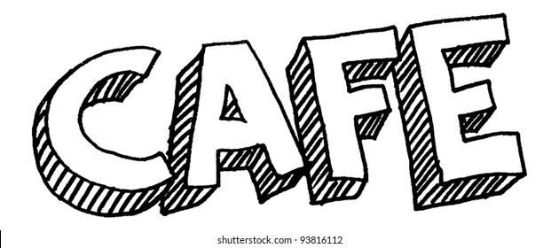 Vector illustration of cafe word