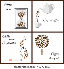 vector illustration / caffeine posters set / coffee beans and cigarette