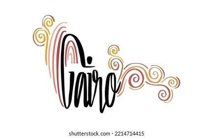 Vector Illustration of "Cairo" in Hand-drawn Lettering Art with Vintage Colors Palette. Suitable for Poster or Decorative Design.