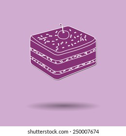 Vector illustration of cake against color background.