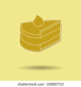 Vector illustration of cake against color background.