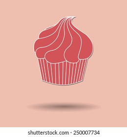 Vector illustration of cake against color background.
