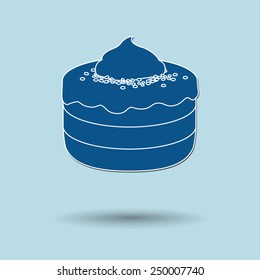 Vector illustration of cake against color background.