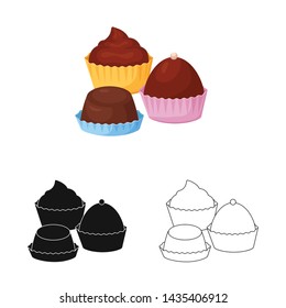 Vector illustration of cake and chocolate icon. Collection of cake and muffin stock symbol for web.