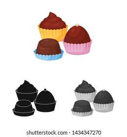 Vector illustration of cake and chocolate symbol. Collection of cake and muffin stock vector illustration.