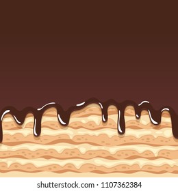 Vector illustration, cake close up background in a cartoon style with space for text.