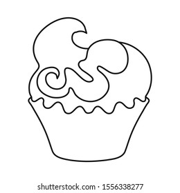 Vector illustration of cake and cupcake sign. Graphic of cake and birthday stock symbol for web.