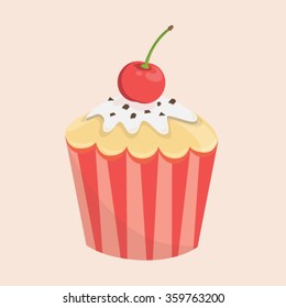 vector illustration  cake cupcake sweet creamy chocolate bakery icon isolated