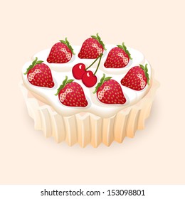 vector illustration cake with fruit-eps10