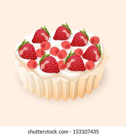 vector illustration cake with fruit-eps10