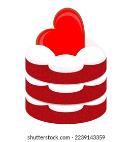 Ilustración vectorial. Un pastel con corazón para el día de San Valentín 