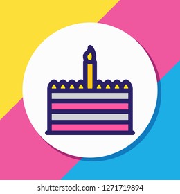 Vector illustration of cake icon colored line. Beautiful holiday element also can be used as birthday dessert icon element.