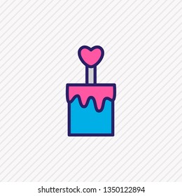 Vector illustration of cake icon colored line. Beautiful passion element also can be used as dessert icon element.