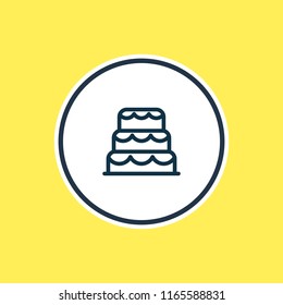 Vector illustration of cake icon line. Beautiful party element also can be used as bakery icon element.