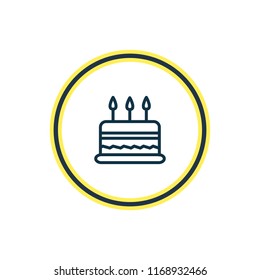 Vector illustration of cake icon line. Beautiful event element also can be used as birthday dessert icon element.