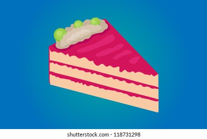 Vector illustration of a cake on a blue background