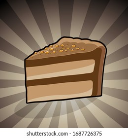 Vector Illustration of Cake Illustration on a Brown Striped Background