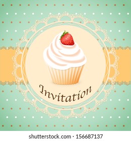 vector illustration  cake on the green background- eps10