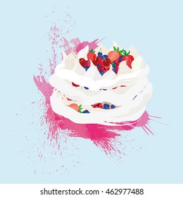 Vector Illustration Of Cake Pavlova.