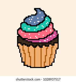 Vector illustration cake in pixel art