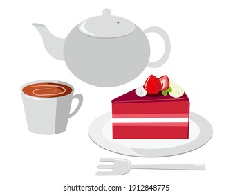 Vector illustration of cake. Pot. Cup.